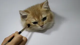 Today is master-class: howto paint acat.Cute kitten