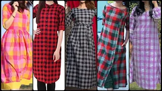 Top Trending Check Print Top/Dress/Shirt/Kurti/Suit/Frock Designs| Casual Cotton Check Print Top|