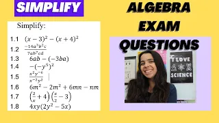 Grade 9 Simplifying expressions: Algebra exam questions