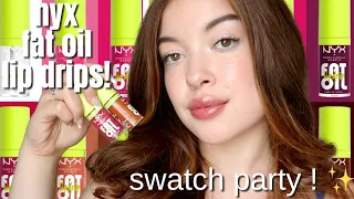 NEW NYX COSMETICS FAT OIL LIP DRIP ! SWATCH PARTY!