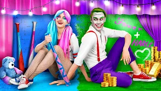 ŚMIESZNA metamorfoza POKOJU - Harley Quinn i Joker budują domy marzeń | Hacki od La La Lajf Emoji