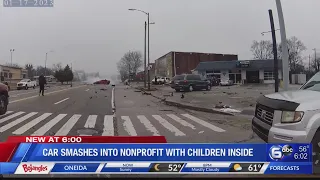 Car smashes into nonprofit with children inside