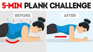 5-MINUTE PLANK WORKOUT for Beginners with Timer (no noise exercises) Strong Abs & Core Variations