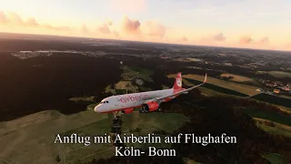 Anflug auf Flughafen Köln - Bonn.