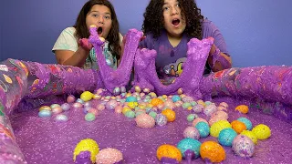10 GALLONS OF SUPER FLUFFY EASTER EGG SLIME IN A POOL - MAKING A GIANT POOL OF SUPPER FLUFFY SLIME