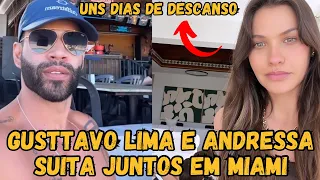 Gusttavo Lima e Andressa Suita VIAJAM juntos para Miami após shows da semana “descansar”