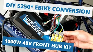 DIY CHEAP $250+ Amazon eBike Conversion Tutorial - 1000W 48V Front Hub Kit