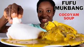 Asmr Mukbang Cassava Fufu and Cocoyam soup, cow meat, | African food eating show, asmr eating sounds
