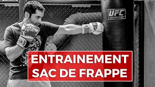 Entrainement sac de frappe débutant en Boxe