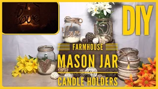DIY Farmhouse Mason Jar Candle Holders - Valentine’s Day Or Any Day Decoration - Neutral Color Decor