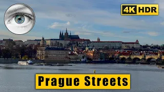 Spring Evening Prague Walking tour: Vltava River & Prague Castle view 🇨🇿  Czech Republic 4k HDR