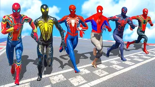 GTA 5 Challenge #110 | Team SPIDER-VERSE Superheroes Running Competition Spiderman 2099, Anti-Ock