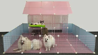 DIY Pomeranian Dog House With Cubic Grid | How To Make House For Cute Pomeranian Puppy | MR PET #77