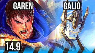 GAREN vs GALIO (MID) | Rank 5 Garen, 4/0/2 | KR Challenger | 14.9