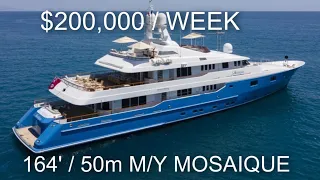 TOUR The Motor Yacht  164’ / 50m MOSAIQUE. Charter from $200,000 per week! Mediterranean. Bahamas.