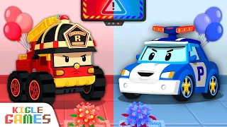 레드 VS 블루 자동차 | 소방차 VS 경찰차 | 로보카폴리 엠뷸런스 중장비 무지개  | 키글 게임 KIGLE GAMES