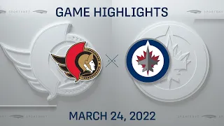 NHL Highlights | Senators vs. Jets - Mar. 24, 2022