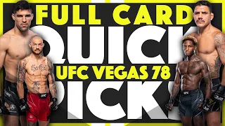 UFC Vegas 78 QUICK PICKS | FULL CARD PREDICTIONS | Vicente vs RDA | Jacob's Picks