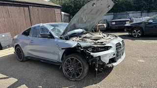 REBUILDING A WRECKED 2021 BMW M4 COMPETITION WILL IT DRIVE ? PT 2
