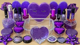 PURPLE SLIME 💜💜💜 Mixing makeup and glitter into Clear Slime 💯% ASMR Satisfying Slime Videos 1080p