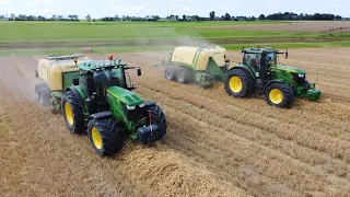 Stro persen | Loonbedrijf Hendriks | John Deere + Krone Bigpack | Baling straw Pressen