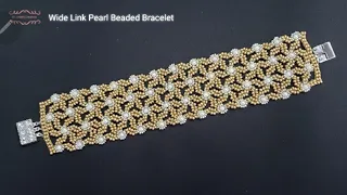 Wide Link Pearl Beaded Bracelet. Beads Jewelry Making. Beading Tutorials. Handmade.