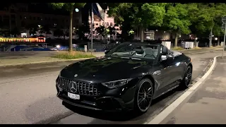 НОВЫЙ Mercedes SL 63 AMG 2022 года выпуска | Полный Обзор НОЧНОЙ езды и звука | Перевод