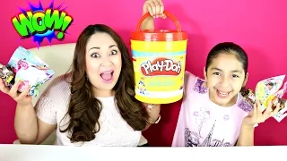 Giant Play Doh Bucket Surprise TOYS!Crusty Chocolate Shopkins MLP LPS Barbie secret life of pets|B2c