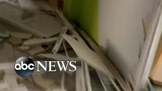 Aftermath of destroyed children's hospital blamed on Russian airstrikes