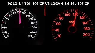 0-160 Volkswagen Polo 1.4 tdi 105 HP VS Dacia Logan 1.6 16v 105 HP