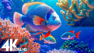 Aquarium 4K VIDEO (ULTRA HD) 🐠 Sea Animals With Relaxing Music - Rare & Colorful Sea Life Video