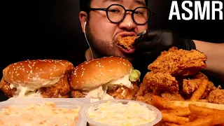 ASMR | 맘스터치 햄버거 치킨 감자튀김 먹방 BUGER CHICKEN FRENCH FRIES MUKBANG