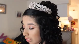 My Sister's Trial Quinceanera Hairstyle | Curly Half Updo | LIVMakeup