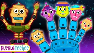 Robot Esqueleto Familia de dedos | Canciones infantiles de halloween | Pueblo Teehee