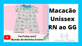 Macacão Unissex para Bebê MOLDE GRÁTIS do RN ao GG 😱😱