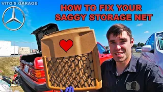 How to Fix a Saggy Worn Storage Seat Net Mercedes 190E W201 W123 W126 W124 W116.. AMAZING RESULTS!