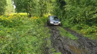 Шаран преодолевает грязь хундай крета 4Х4 на охоте