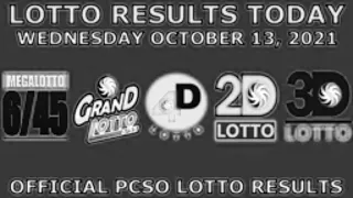 PCSO Lotto Draw Today October 13,2021 Wednesday 9:00 P.M Draw Results