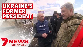 Former Ukrainian President Petro Poroshenko at the frontline in the war with Russia | 7NEWS