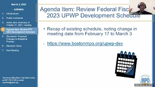 Unified Planning Work Program Committee Meeting: March 3, 2022