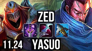 ZED vs YASUO (MID) | 14 solo kills, Legendary, 500+ games | BR Master | 11.24