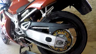 Чистка и смазка мотоцепи на примере Honda CBR 600 F4i