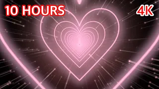 Pastel Pink Heart Tunnel💖Heart Background - Neon Lights Love Heart Tunnel loop [10 Hours]-4K
