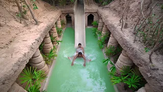 69day Stay In Jungle, Build Water Slide to Park Underground Swimming Pool By Ancient Skills