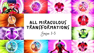 MIRACULOUS | 💫 ALL TRANSFORMATIONS - Season 1 to 5 ☯️ | Tales of Ladybug and Cat Noir