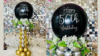 DIY Balloon centerpiece for 50th Birthday/How to make Balloon centerpiece