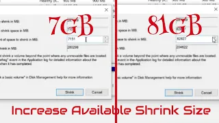 Increase Size of Available Shrink Space in Windows 10 Partition (2022)