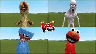 SCP-173 VS SCP-096 VS HUGGY WUGGY VS ELMO in Garry's Mod!