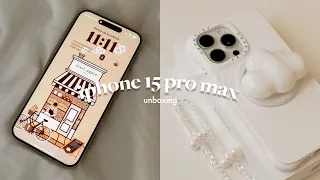 unboxing iPhone 15 Pro max (white) 1TB! *aesthetic* 🤍☁️✨