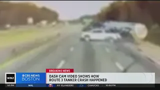 Video shows tanker truck crash that shut down Route 3 in Billerica